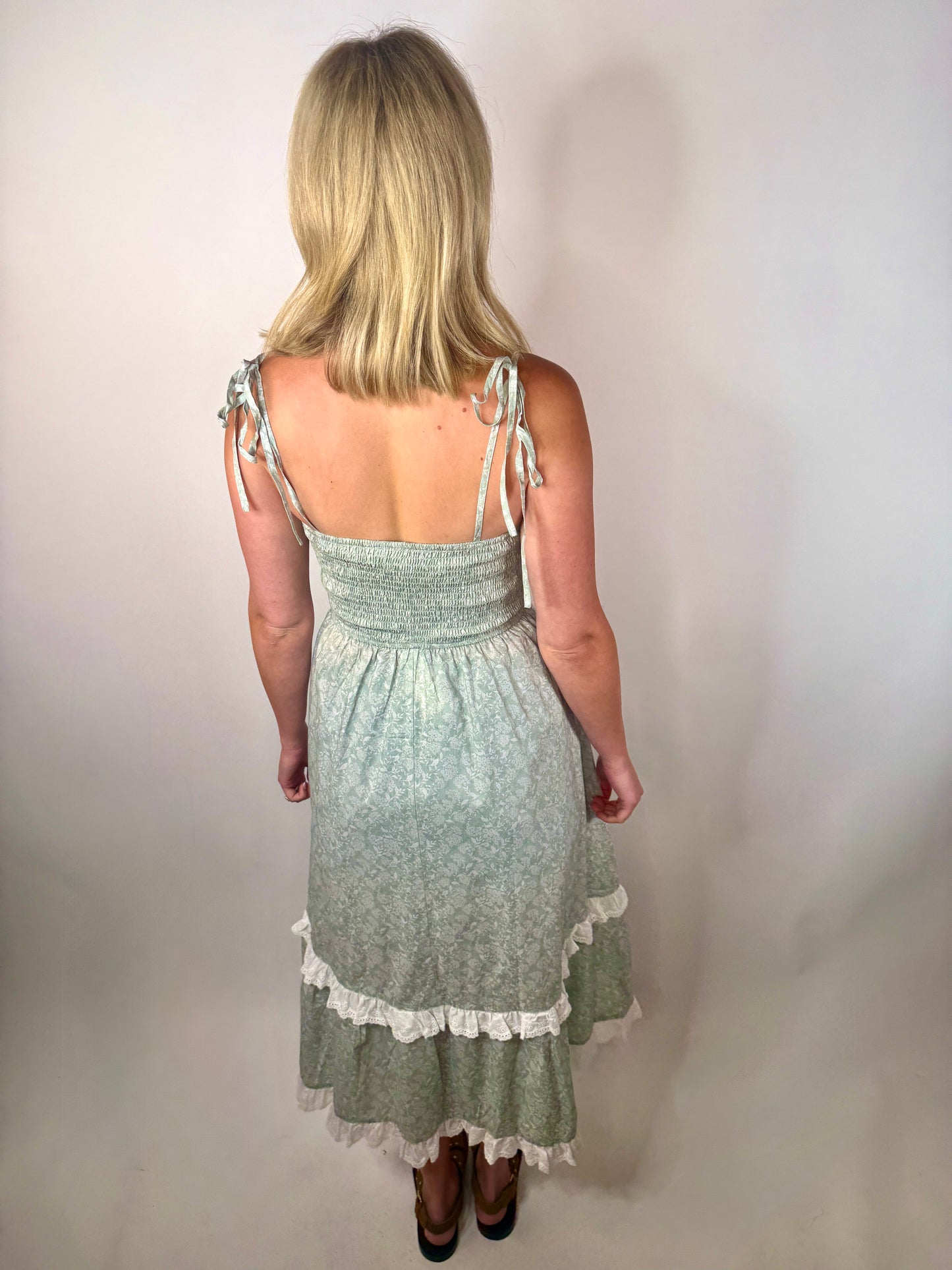 The Sage Ruffle Midi