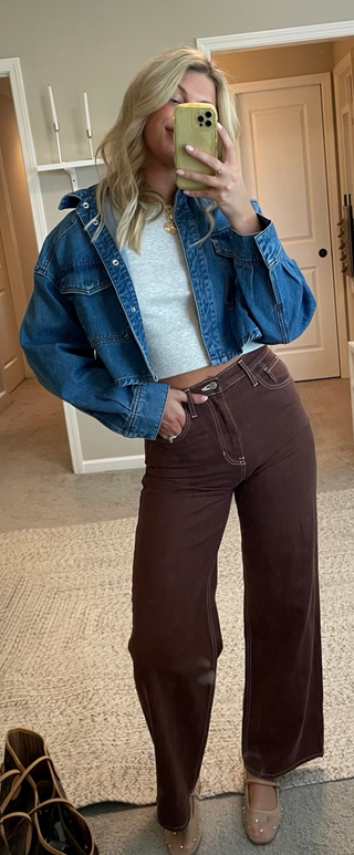 Walnut High-Waisted Straight-Leg Jeans