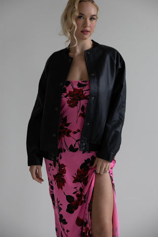 Black Leather Bomber Jacket - Final Sale - Ardire Collection