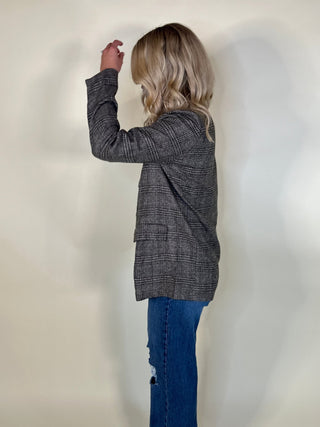 Brown Plaid Double - Breasted Blazer - Ardire Collection