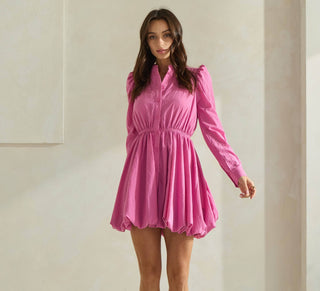 Bubble Hem Puff Sleeve Dress – Feminine & Flirty - final sale - Ardire Collection