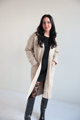 Classic Cable Knit Long Cardigan - Final Sale - Ardire Collection