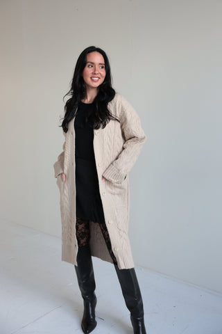Classic Cable Knit Long Cardigan - Final Sale - Ardire Collection