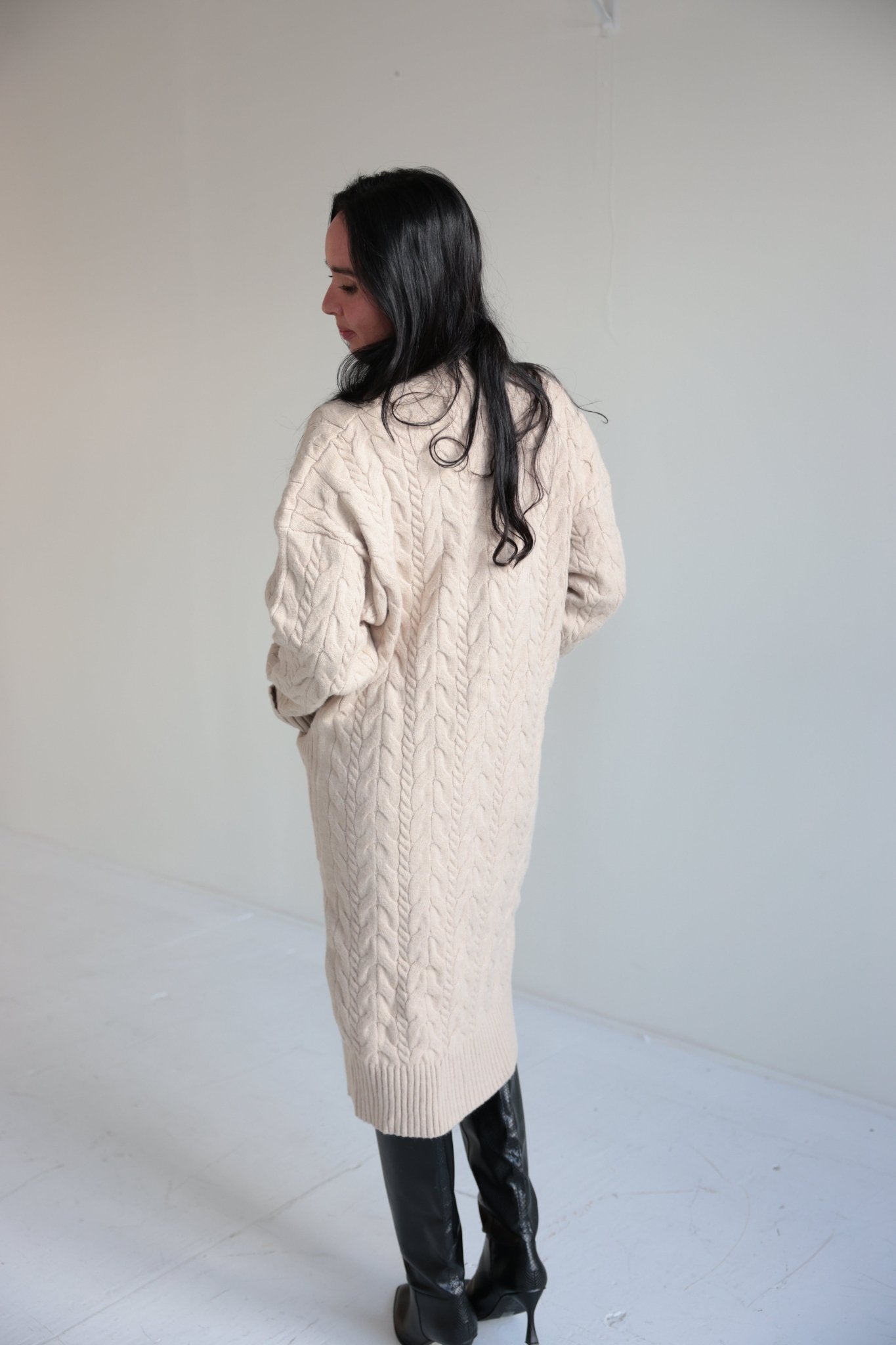 Classic Cable Knit Long Cardigan - Final Sale - Ardire Collection