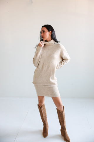Cozy Knit Turtleneck Sweater Dress - Ardire Collection