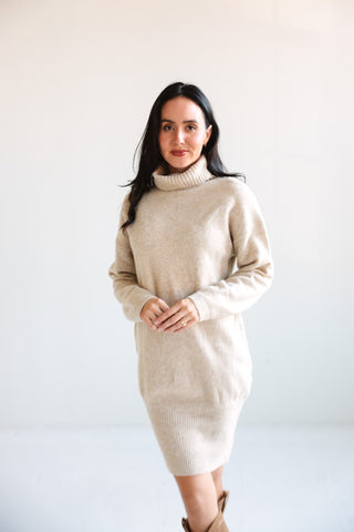 Cozy Knit Turtleneck Sweater Dress - Ardire Collection