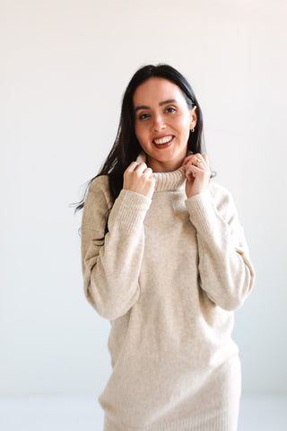 Cozy Knit Turtleneck Sweater Dress - Ardire Collection