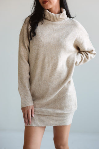Cozy Knit Turtleneck Sweater Dress - Ardire Collection