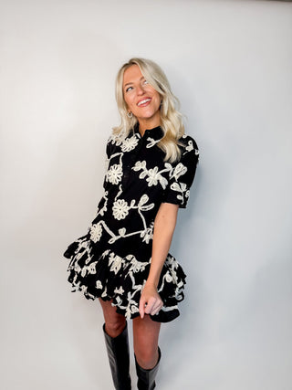 Embroidered Floral Ruffle - Hem Dress - Final Sale - Ardire Collection