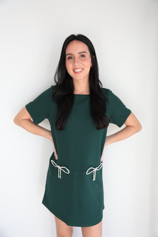 Emerald Glam Rhinestone - Bow Mini Dress - Final Sale - Ardire Collection