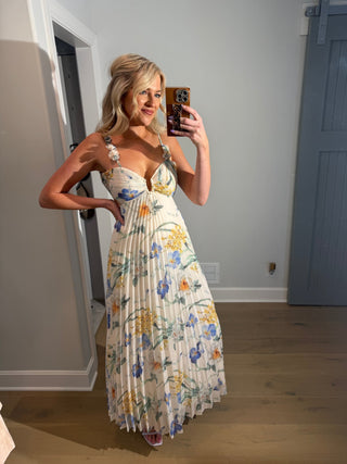 Garden Bloom Pleated Maxi Dress - Ardire Collection