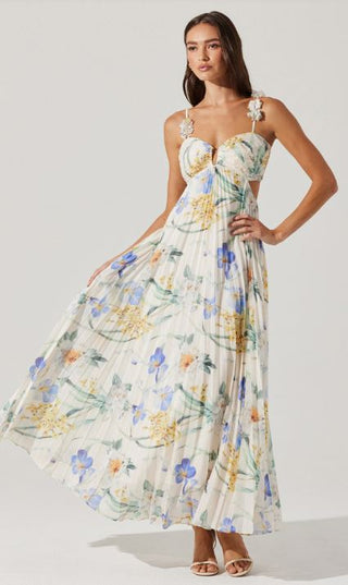 Garden Bloom Pleated Maxi Dress - Ardire Collection