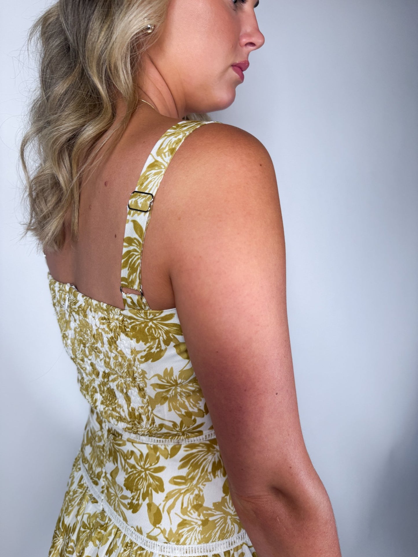 Golden Bloom Smocked Mini Dress - Ardire Collection