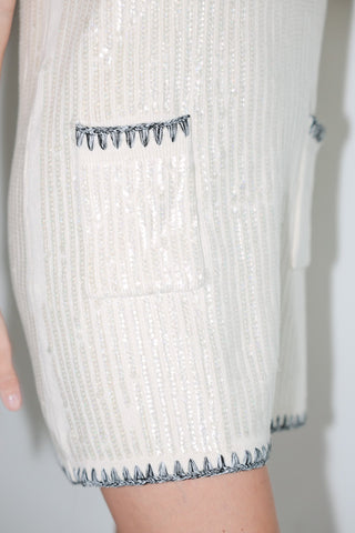 Ivory Sequin Sleeveless Shift Dress - Final Sale - Ardire Collection