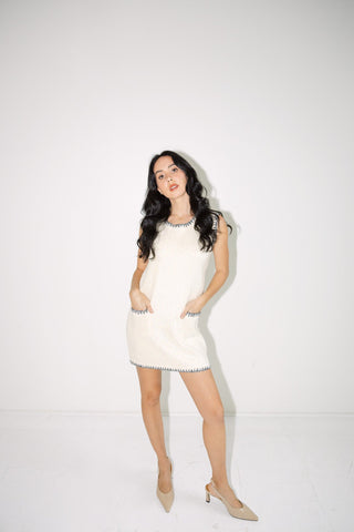 Ivory Sequin Sleeveless Shift Dress - Final Sale - Ardire Collection