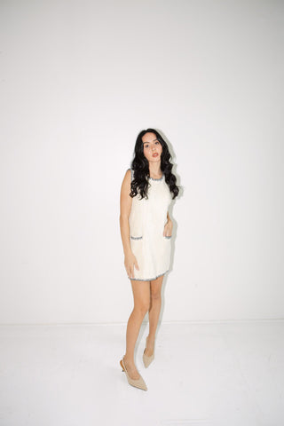 Ivory Sequin Sleeveless Shift Dress - Final Sale - Ardire Collection
