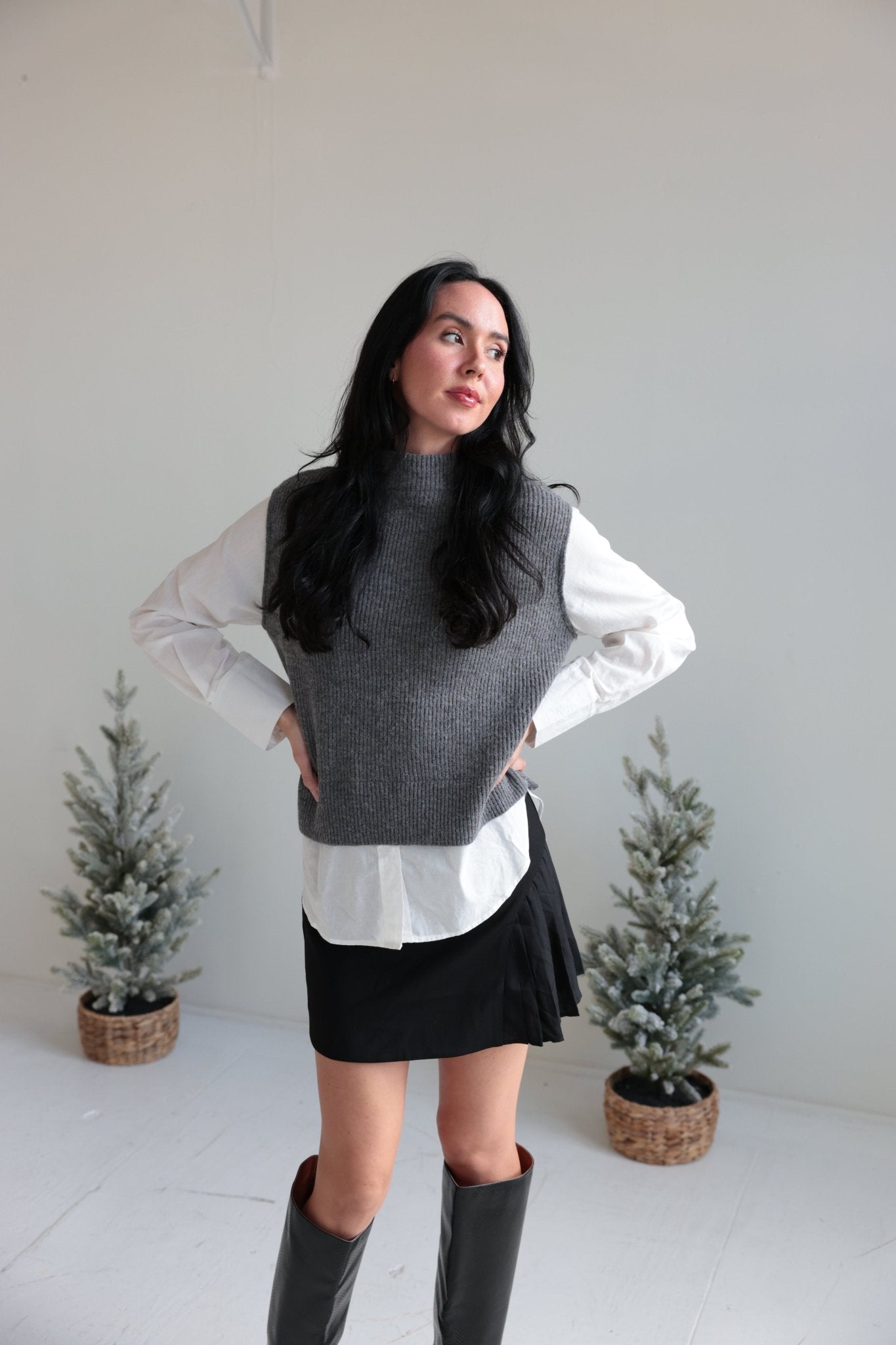 Layered Knit Vest and Shirt Combo - Final Sale - Ardire Collection