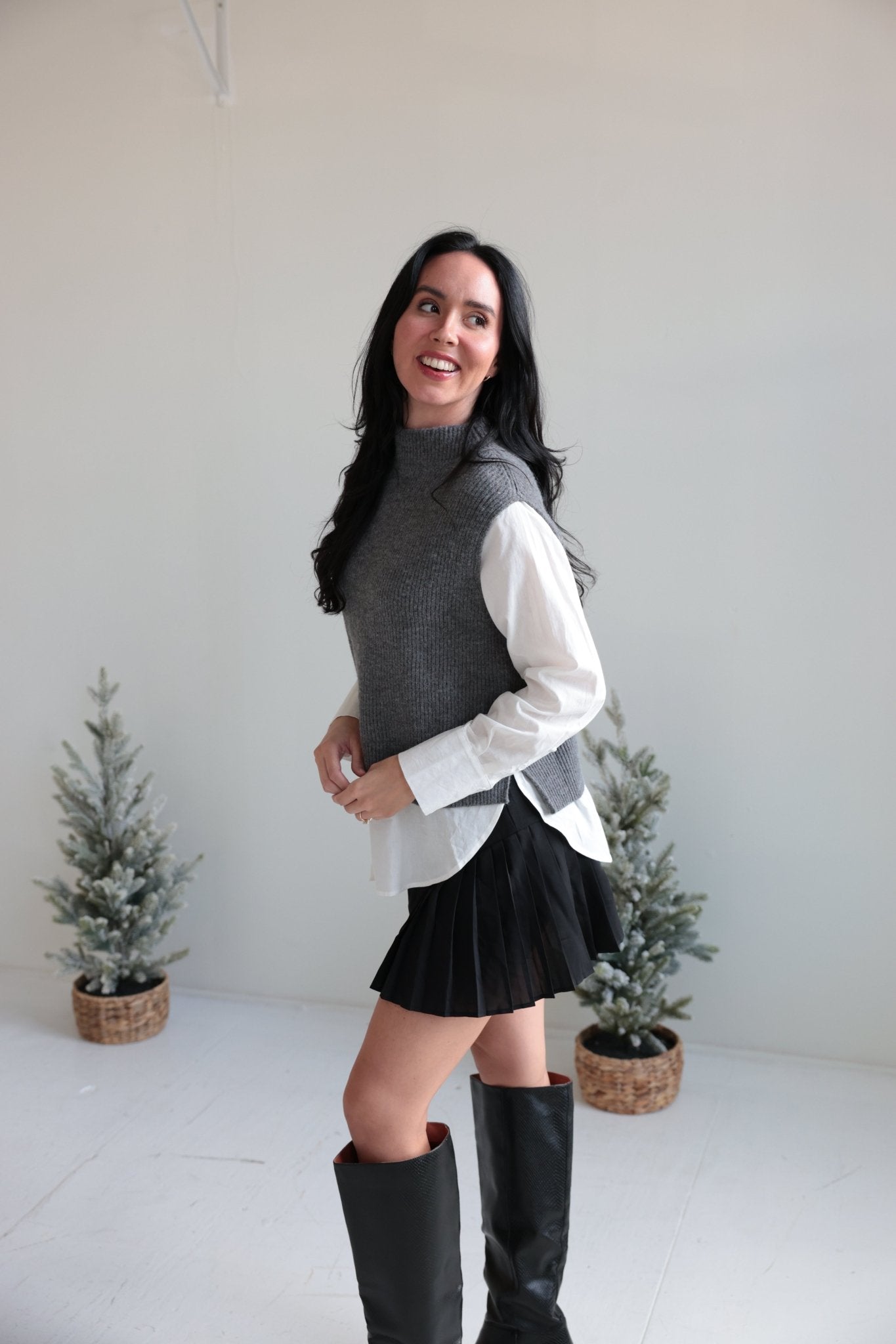 Layered Knit Vest and Shirt Combo - Final Sale - Ardire Collection