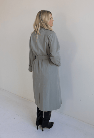 Light Olive Longline Belted Trench - Final Sale - Ardire Collection