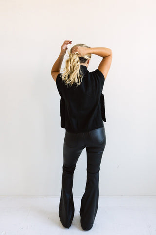Mid - Rise Flared Faux Leather Pants - Ardire Collection