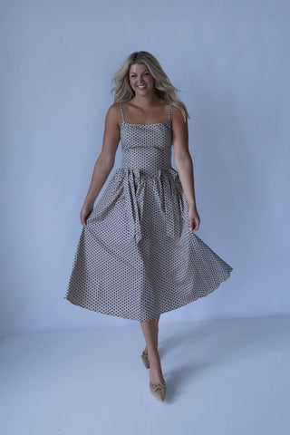 Navy Polka Dot Bow Dress - Final Sale - Ardire Collection
