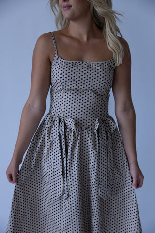 Navy Polka Dot Bow Dress - Final Sale - Ardire Collection