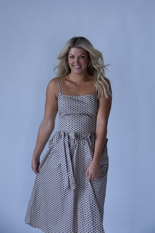 Navy Polka Dot Bow Dress - Final Sale - Ardire Collection