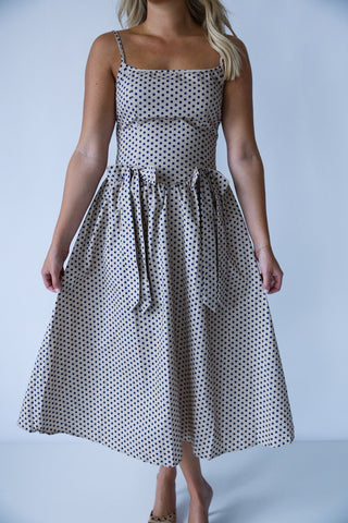 Navy Polka Dot Bow Dress - Final Sale - Ardire Collection