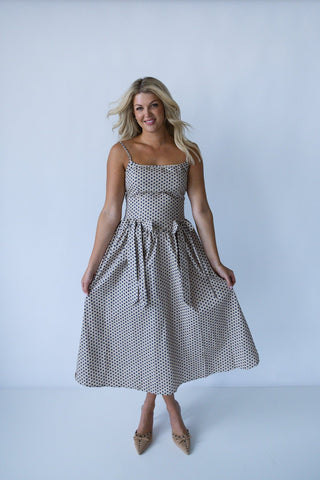 Navy Polka Dot Bow Dress - Final Sale - Ardire Collection