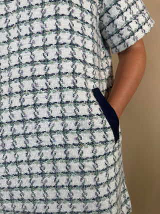 Navy Trim Tweed Polo Dress - Ardire Collection