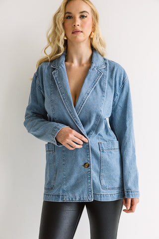 Oversized Denim Blazer - Final Sale - Ardire Collection