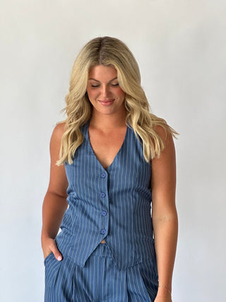 Pinstripe Halter Vest - Final Sale - Ardire Collection