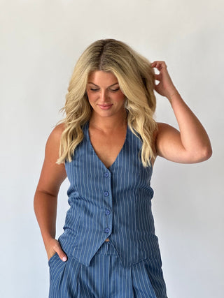 Pinstripe Halter Vest - Final Sale - Ardire Collection