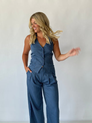 Pinstripe Halter Vest - Final Sale - Ardire Collection