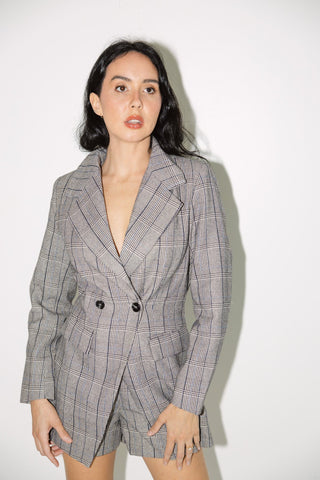 Plaid Blazer Romper - Final Sale - Ardire Collection