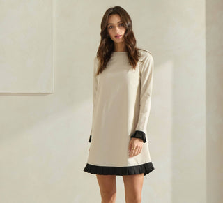 Pleated Hem Contrast Dress - Ardire Collection