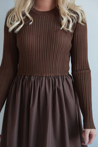 Ribbed Knit & Balloon Skirt Dress - Final Sale - Ardire Collection