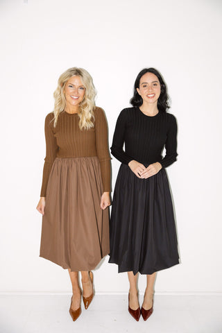 Ribbed Knit & Balloon Skirt Dress - Final Sale - Ardire Collection