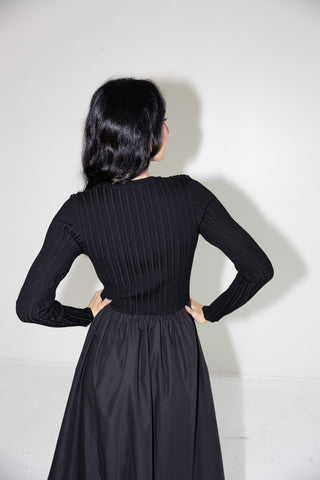 Ribbed Knit & Balloon Skirt Dress - Final Sale - Ardire Collection