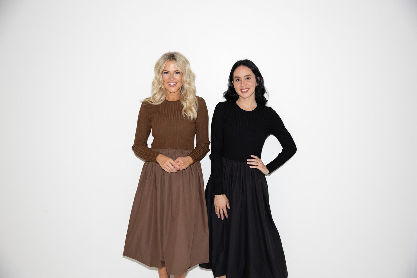 Ribbed Knit & Balloon Skirt Dress - Final Sale - Ardire Collection