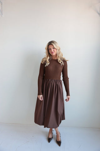 Ribbed Knit & Balloon Skirt Dress - Final Sale - Ardire Collection