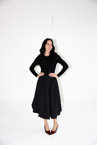 Ribbed Knit & Balloon Skirt Dress - Final Sale - Ardire Collection