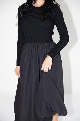 Ribbed Knit & Balloon Skirt Dress - Final Sale - Ardire Collection
