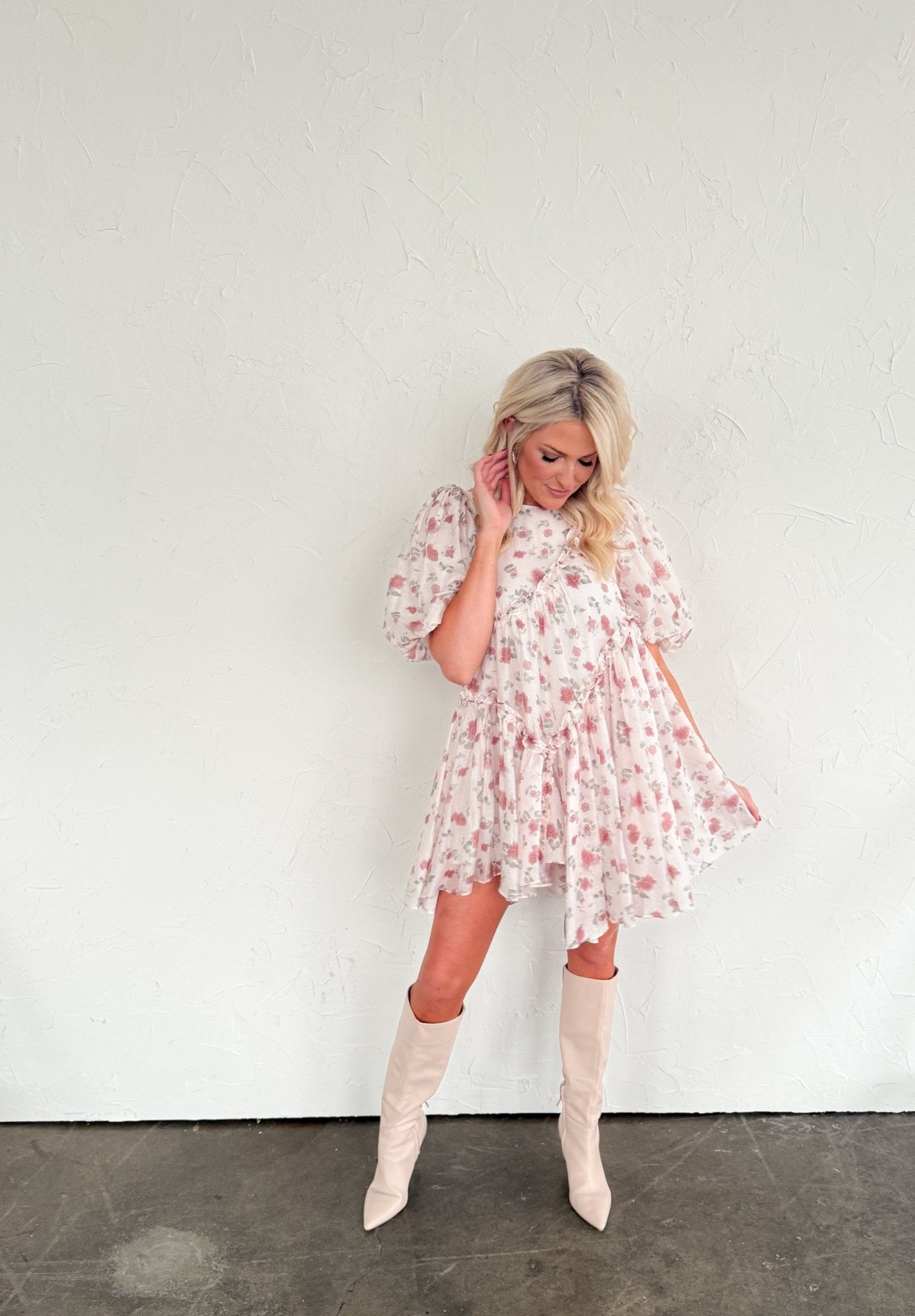 Romantic Floral Ruffle Mini Dress - Ardire Collection