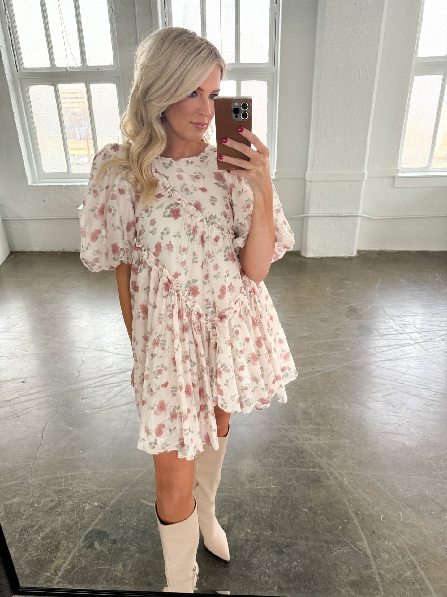 Romantic Floral Ruffle Mini Dress - Ardire Collection