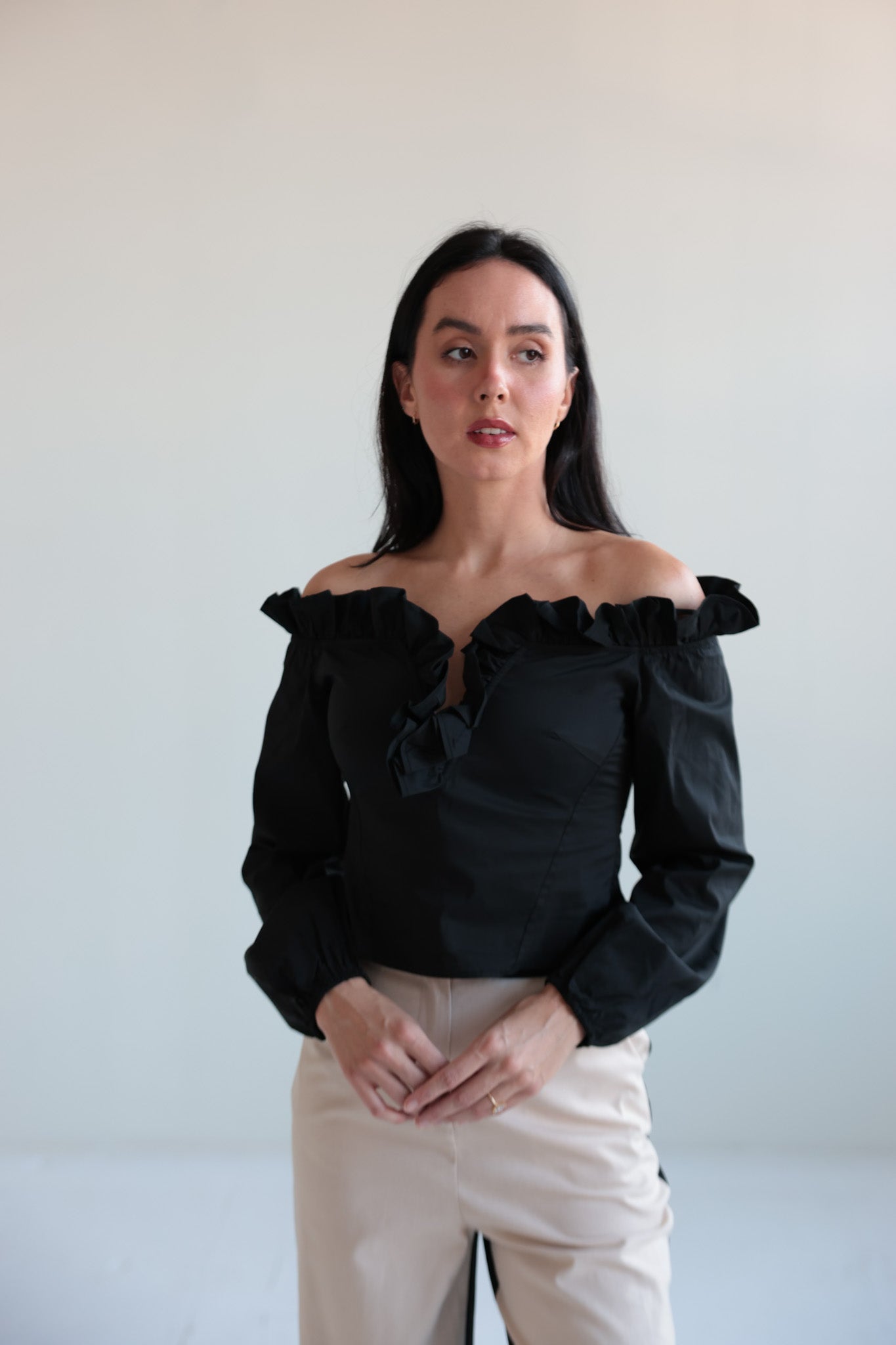Ruffled Off - Shoulder Blouse - Ardire Collection