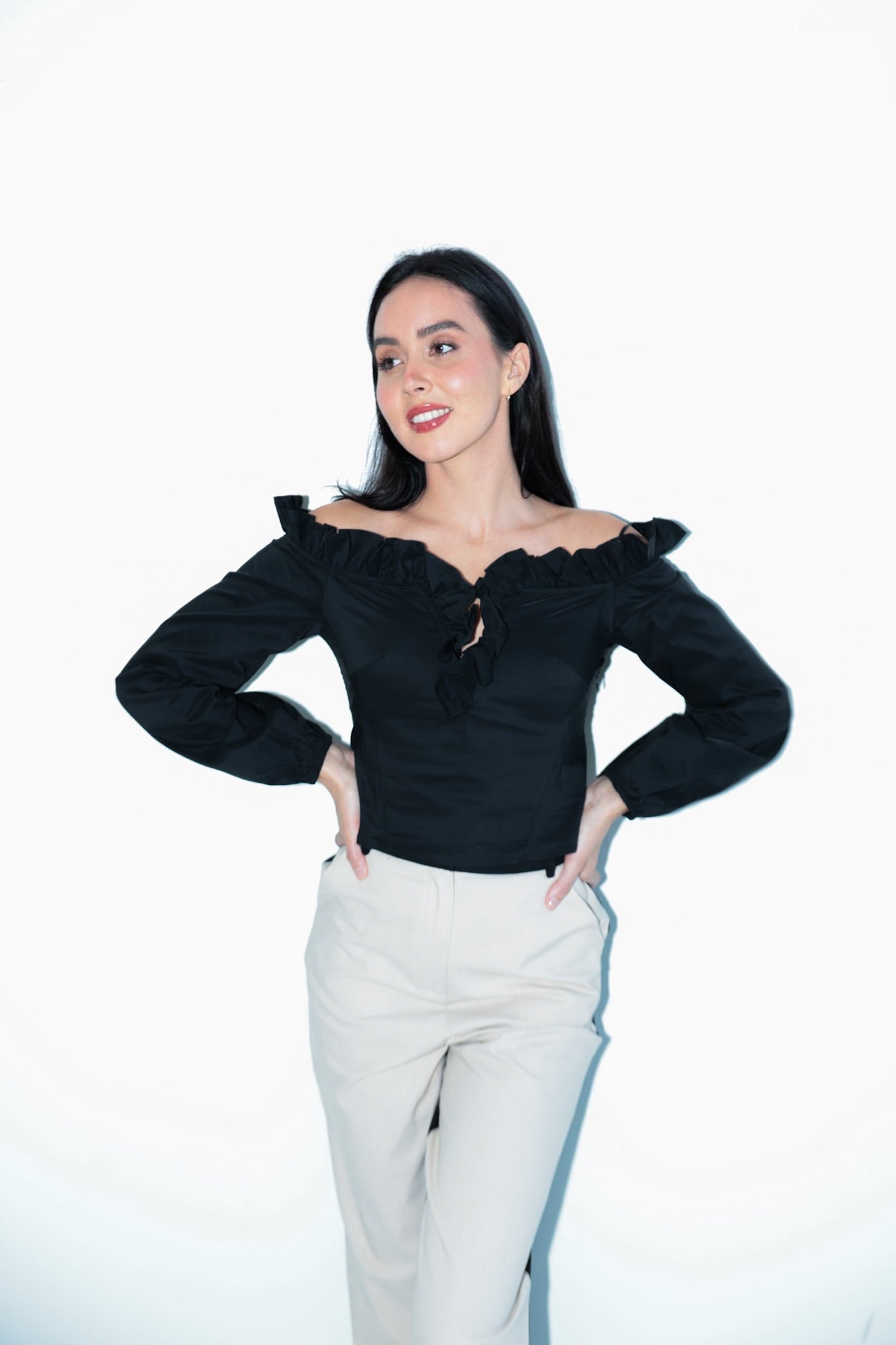 Ruffled Off - Shoulder Blouse - Ardire Collection