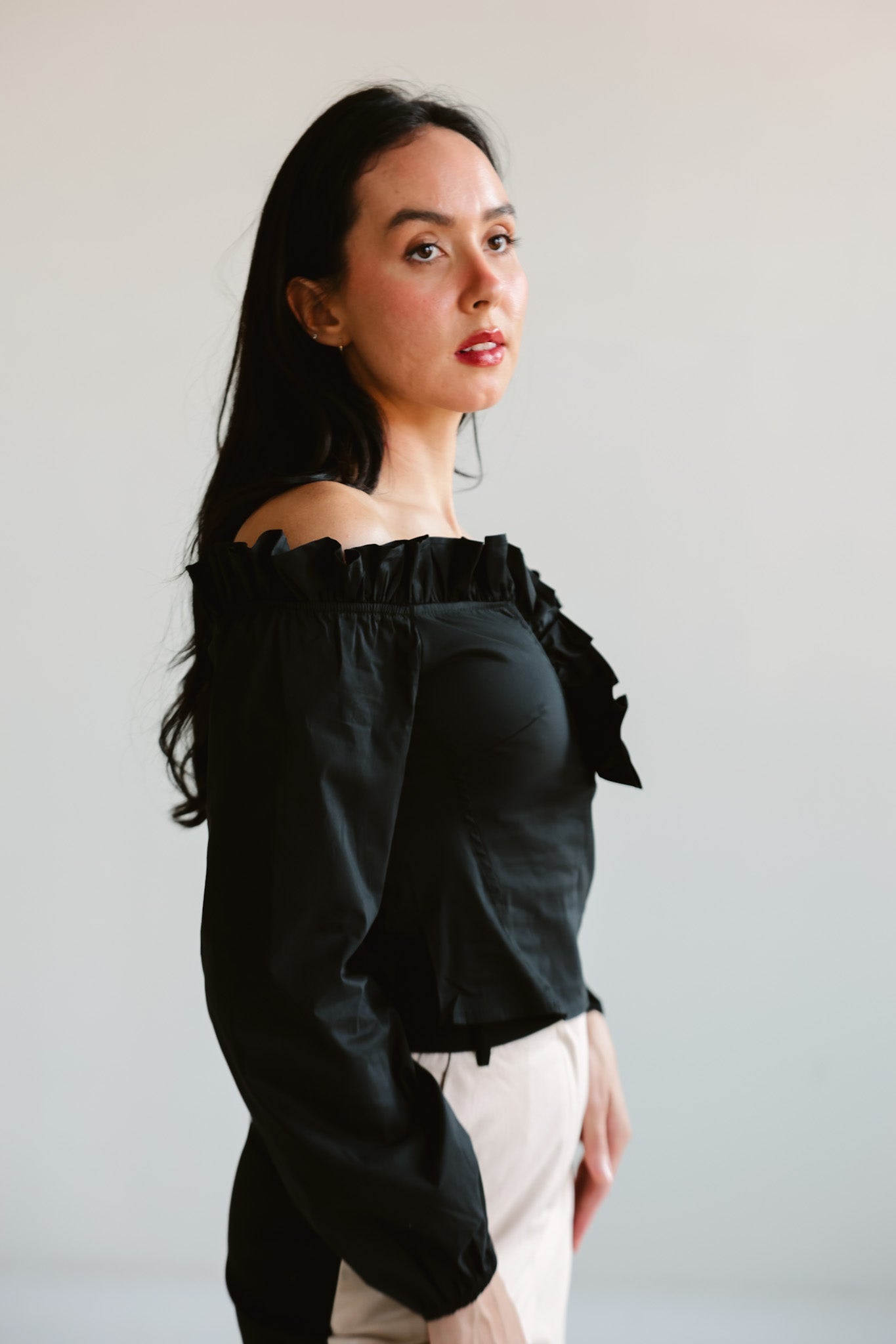 Ruffled Off - Shoulder Blouse - Ardire Collection