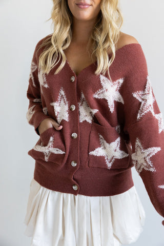Rust Star Cardigan - Final Sale - Ardire Collection