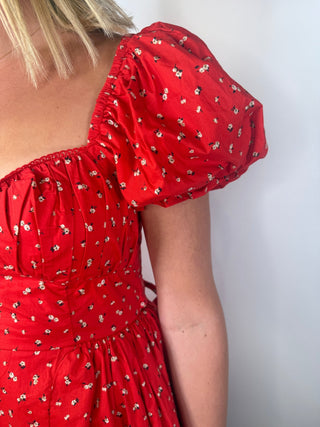 Scarlet Meadow Puff Sleeve Dress - Ardire Collection